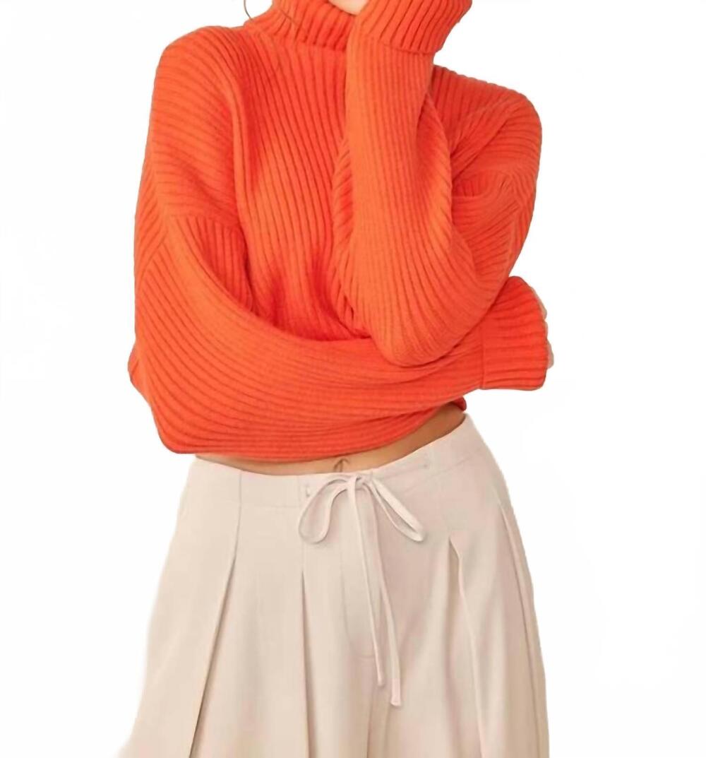 NEW IDEM DITTO turtle neck loose fit crop sweater in spicy orange